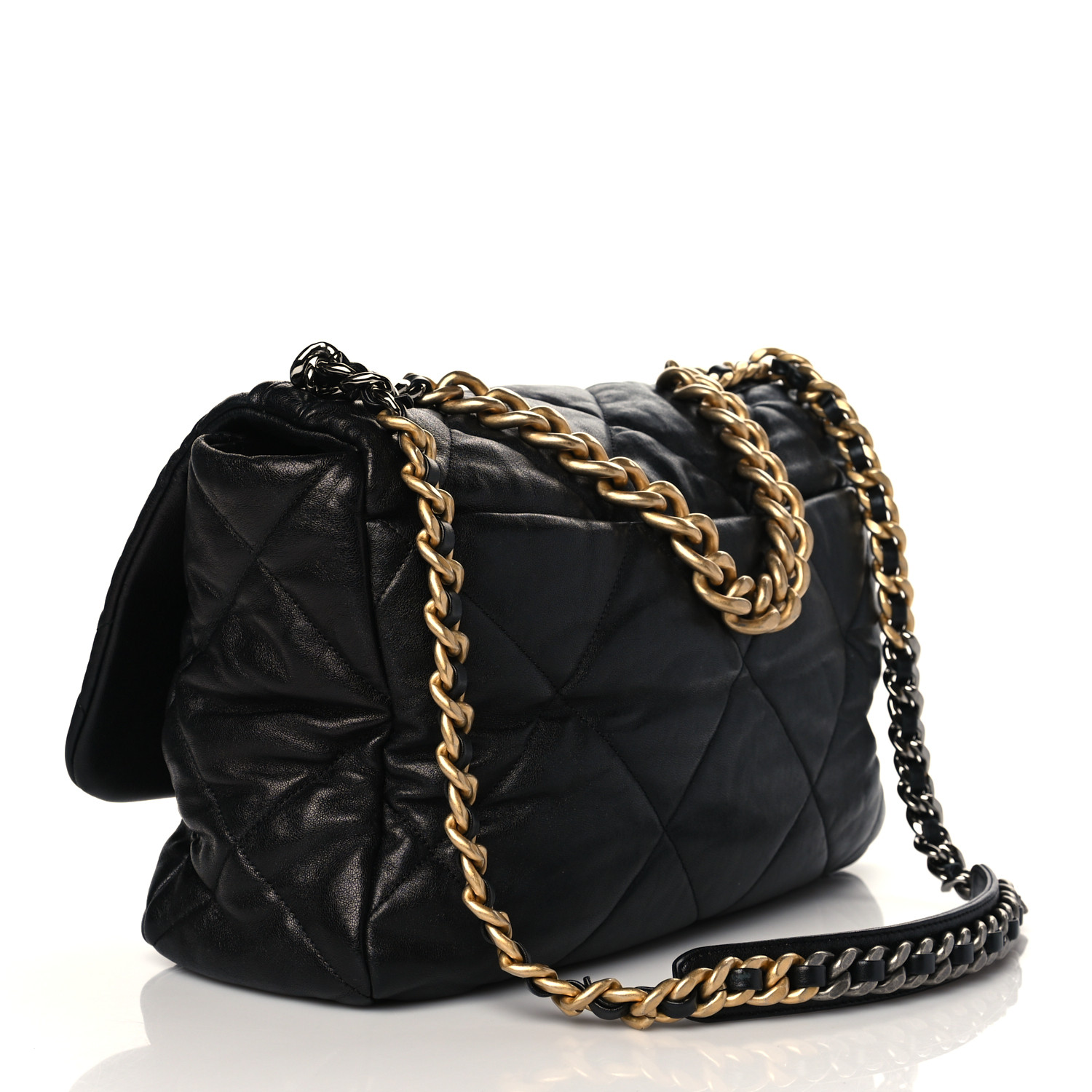 Lambskin Quilted Chanel 19 Flap Black