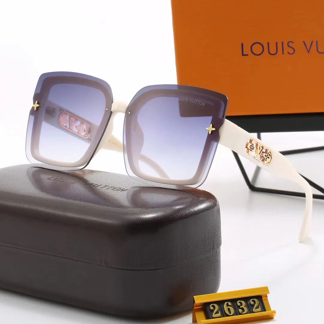 LV 6-color fashion four-leaf clover hollow letter temple sunglasses