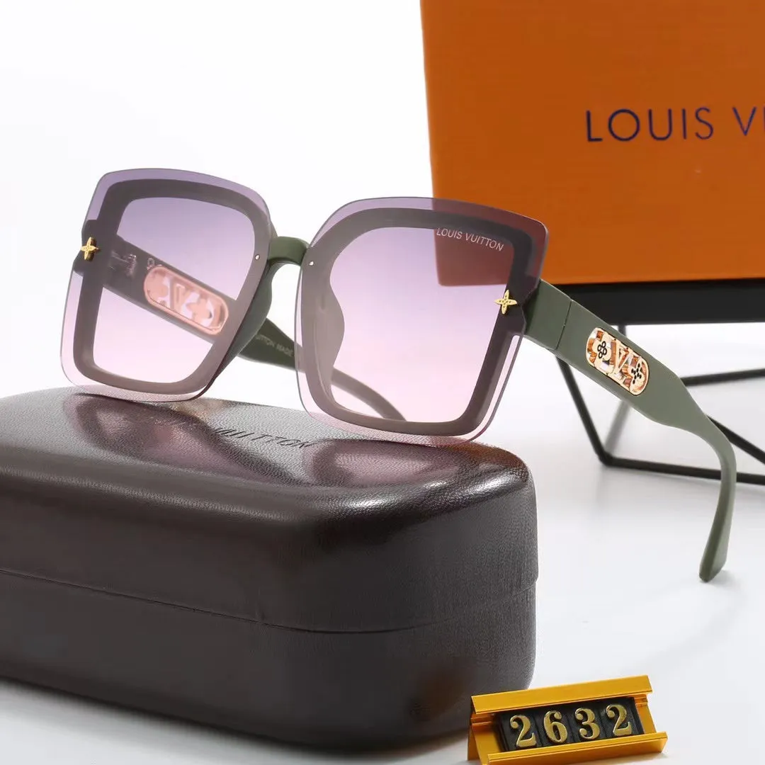 LV 6-color fashion four-leaf clover hollow letter temple sunglasses