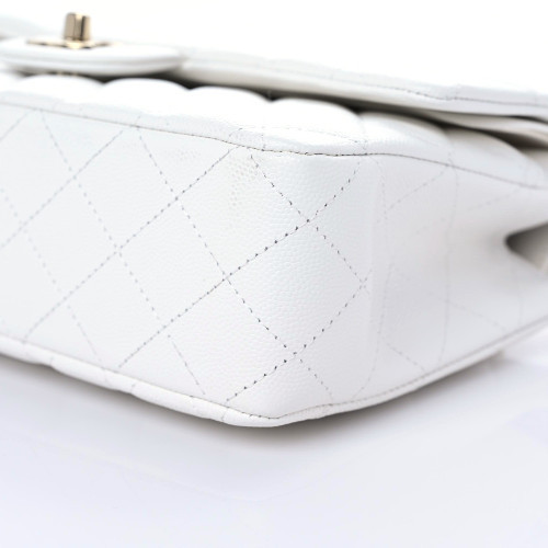 【🔥Special Offers🔥】Caviar Quilted Medium Double Flap White