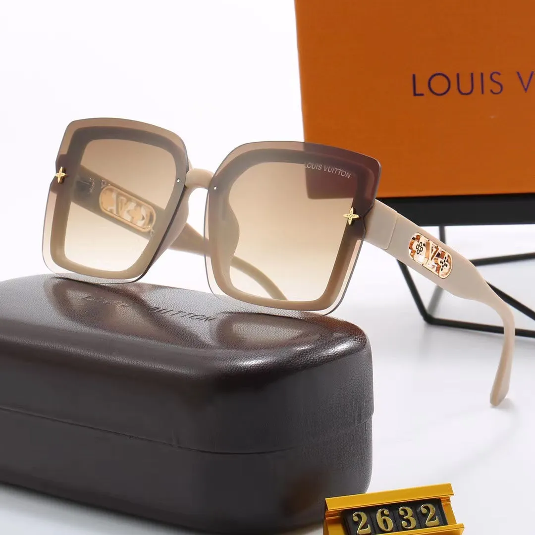 LV 6-color fashion four-leaf clover hollow letter temple sunglasses