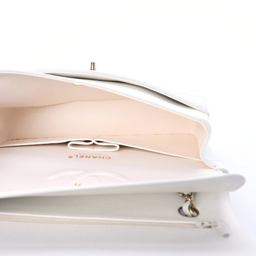 【🔥Special Offers🔥】Caviar Quilted Medium Double Flap White