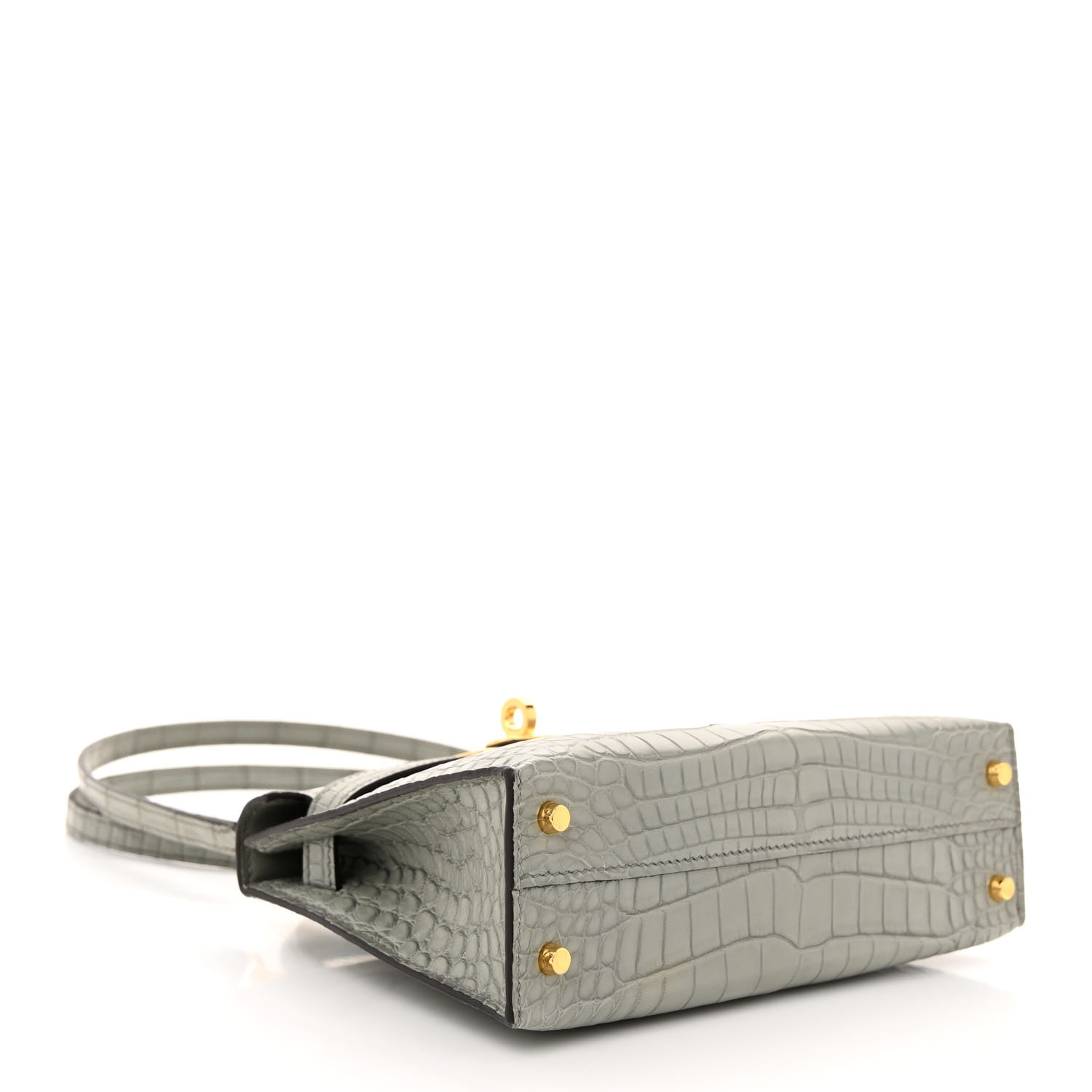Matte Alligator Mini Kelly Sellier 20 Gris Ciment