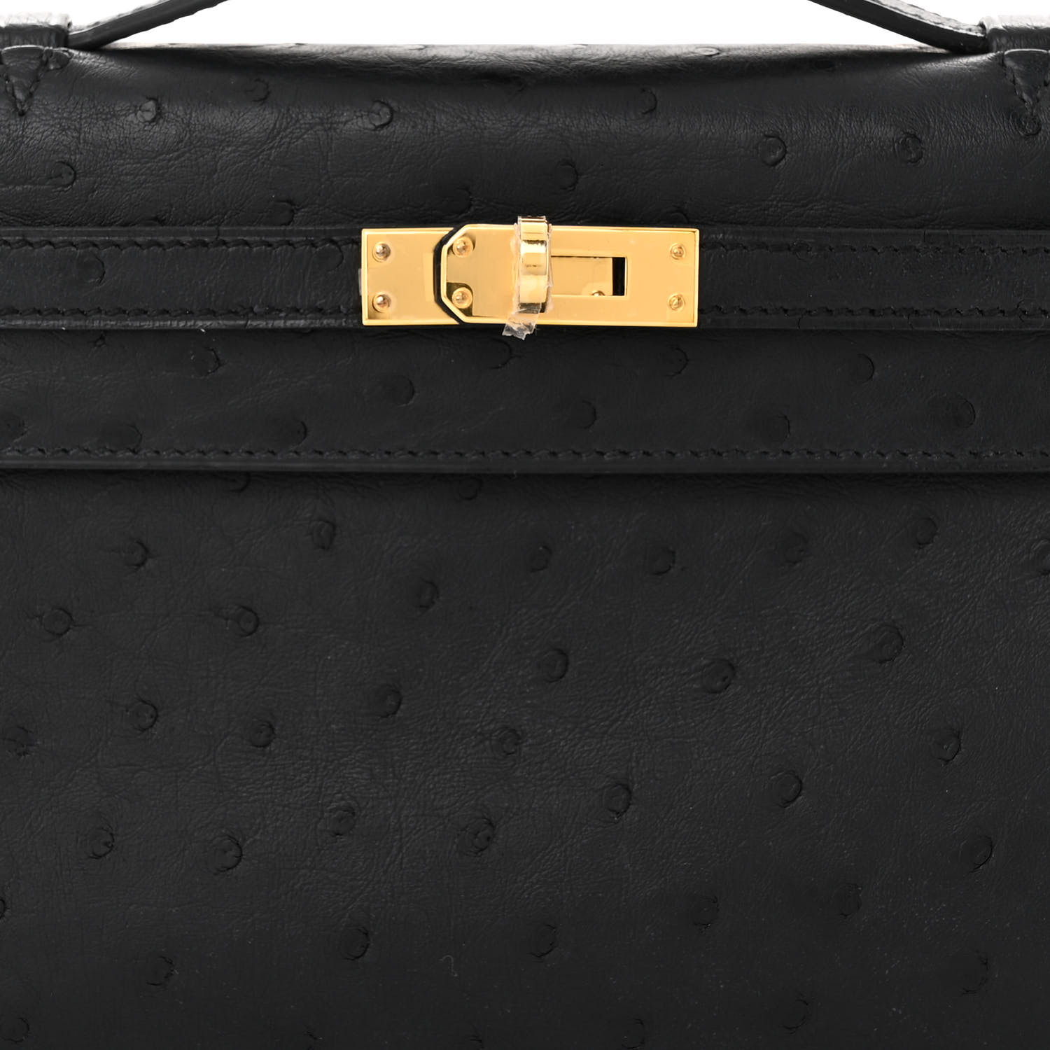 HERMES Ostrich Kelly Pochette Black