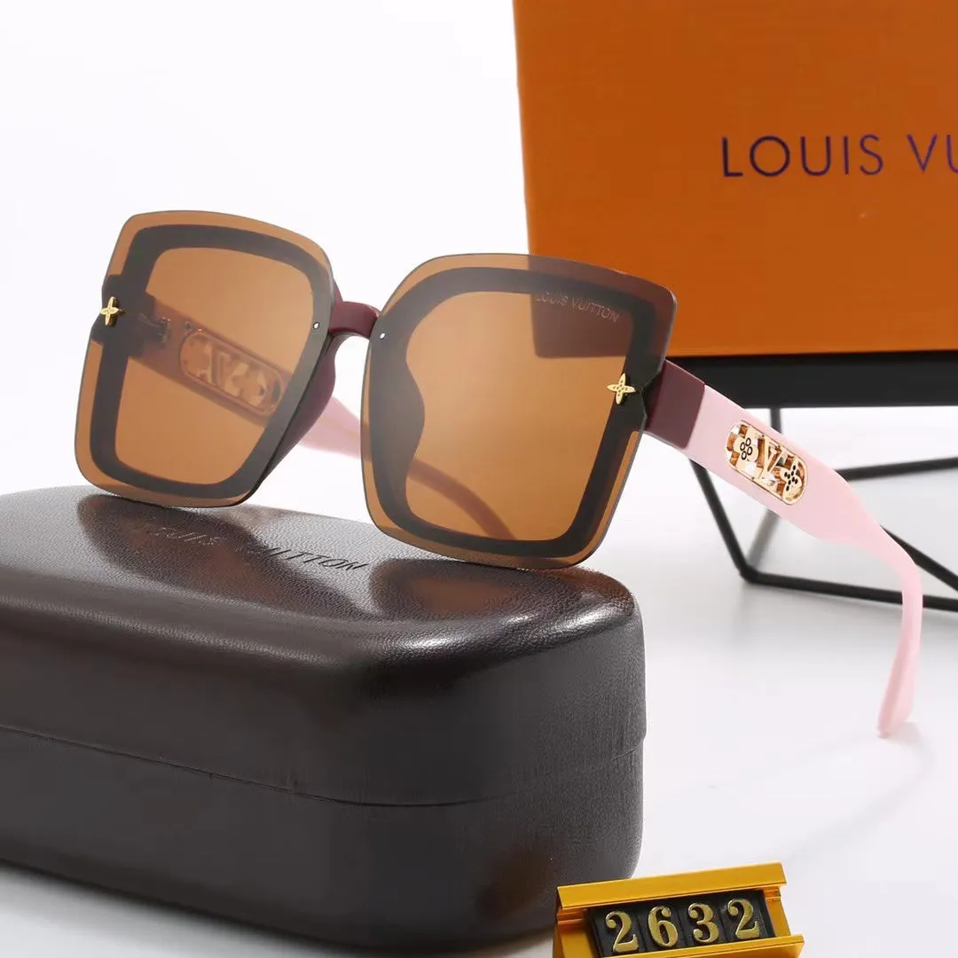 LV 6-color fashion four-leaf clover hollow letter temple sunglasses