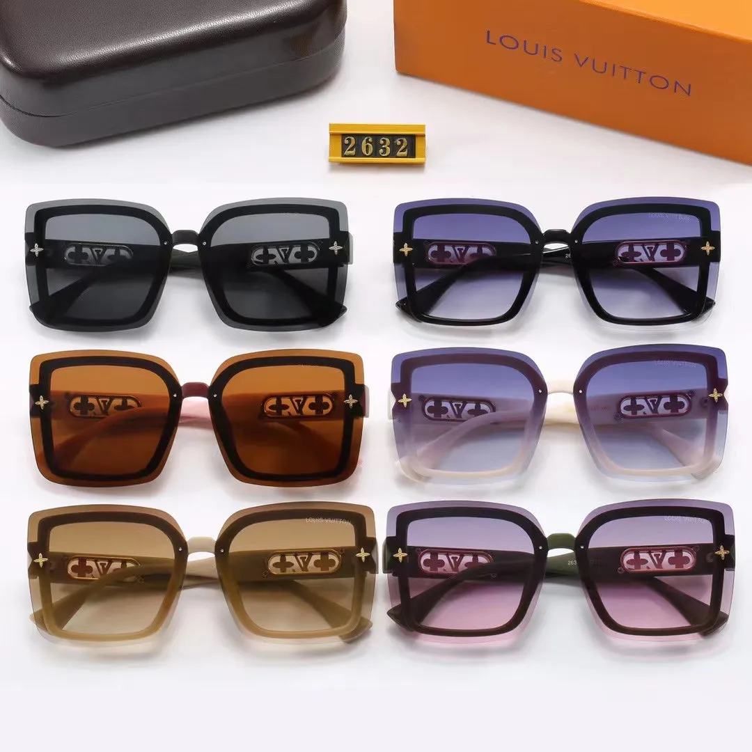 LV 6-color fashion four-leaf clover hollow letter temple sunglasses