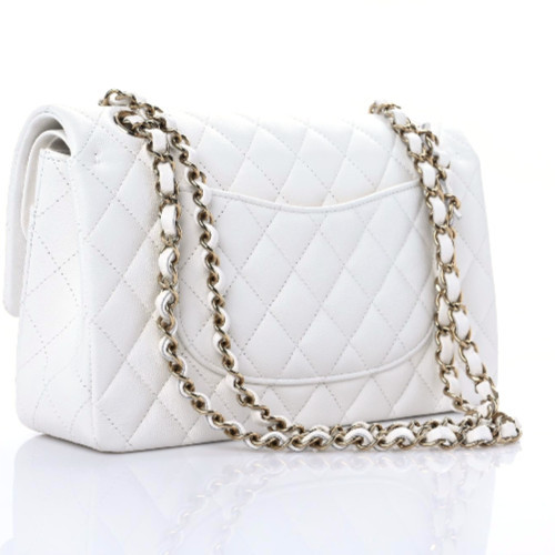 【🔥Special Offers🔥】Caviar Quilted Medium Double Flap White