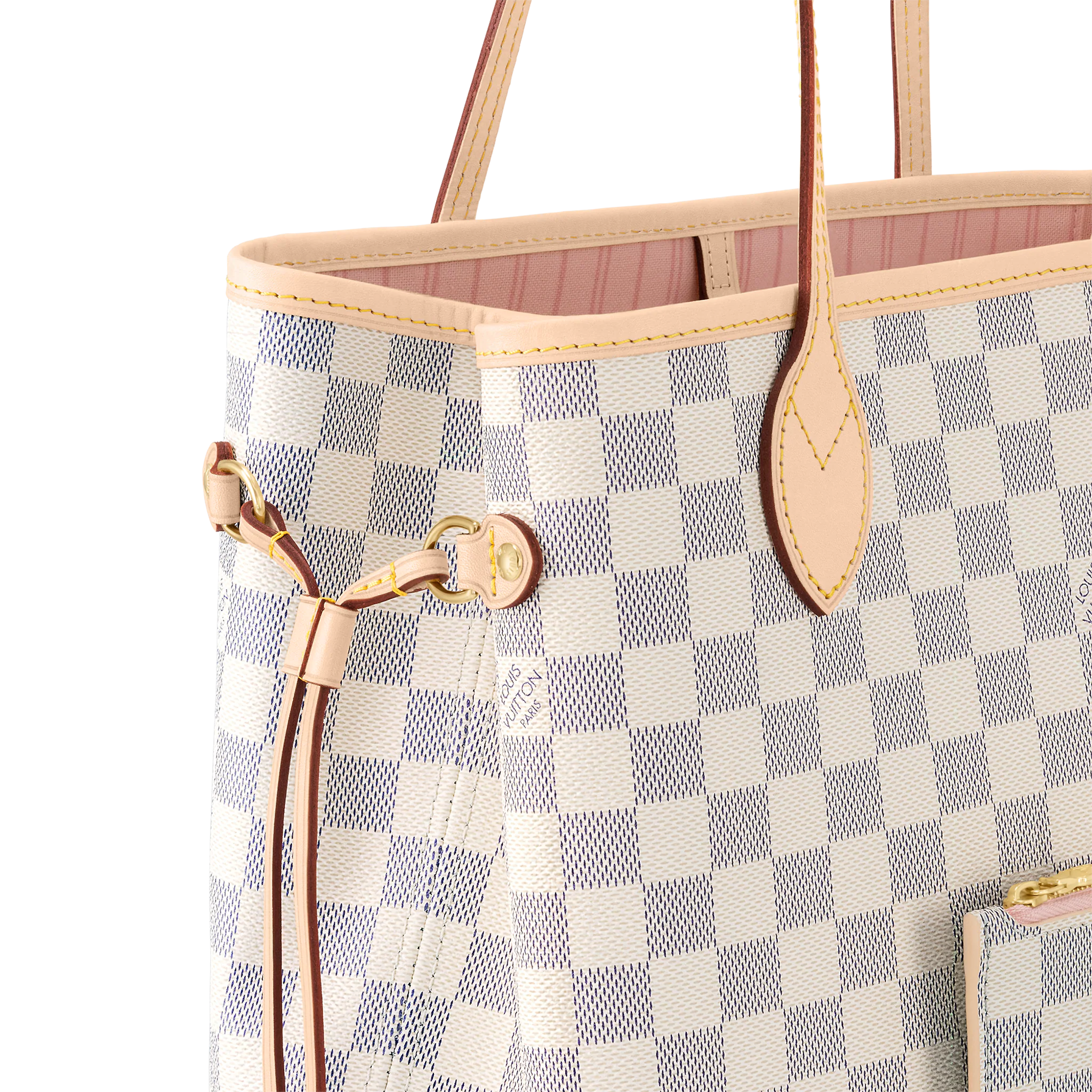 Louis Vuitton N40603 Neverfull MM Rose Ballerine Damier Azur Canvas