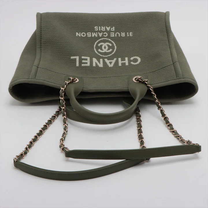 Chanel Khaki Deauville Shopping Tote