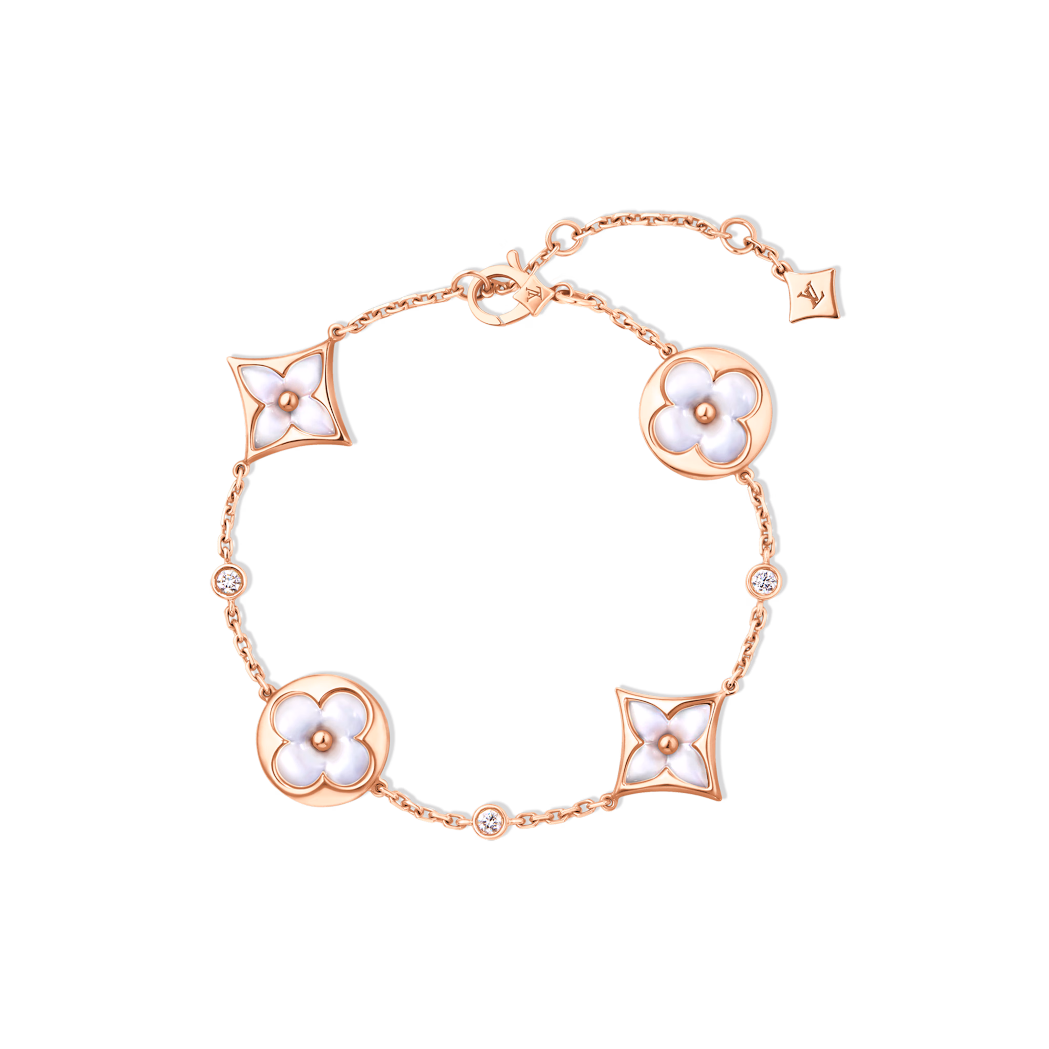 LV Color Blossom BB Multi-Motif Bracelet, Pink Gold, White Mother-Of-Pearl and Diamonds Q95596