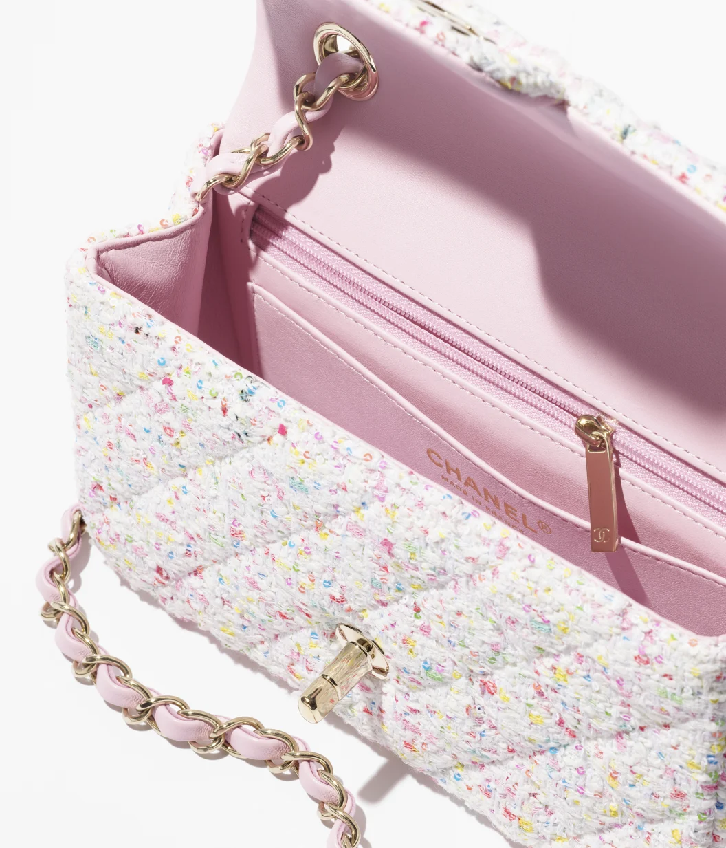CHANEL Mini Classic Handbag-White, Blue & Pink