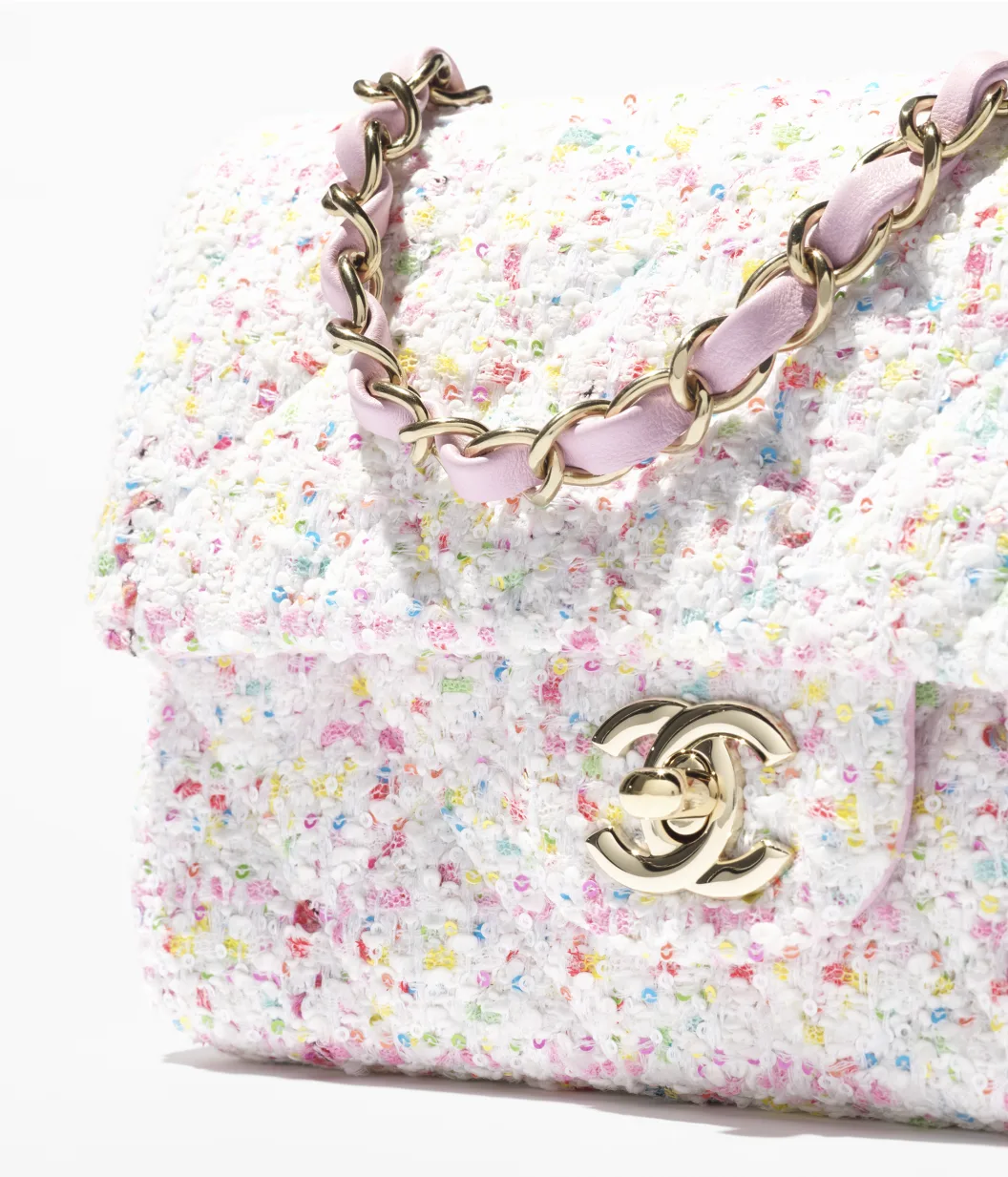 CHANEL Mini Classic Handbag-White, Blue & Pink