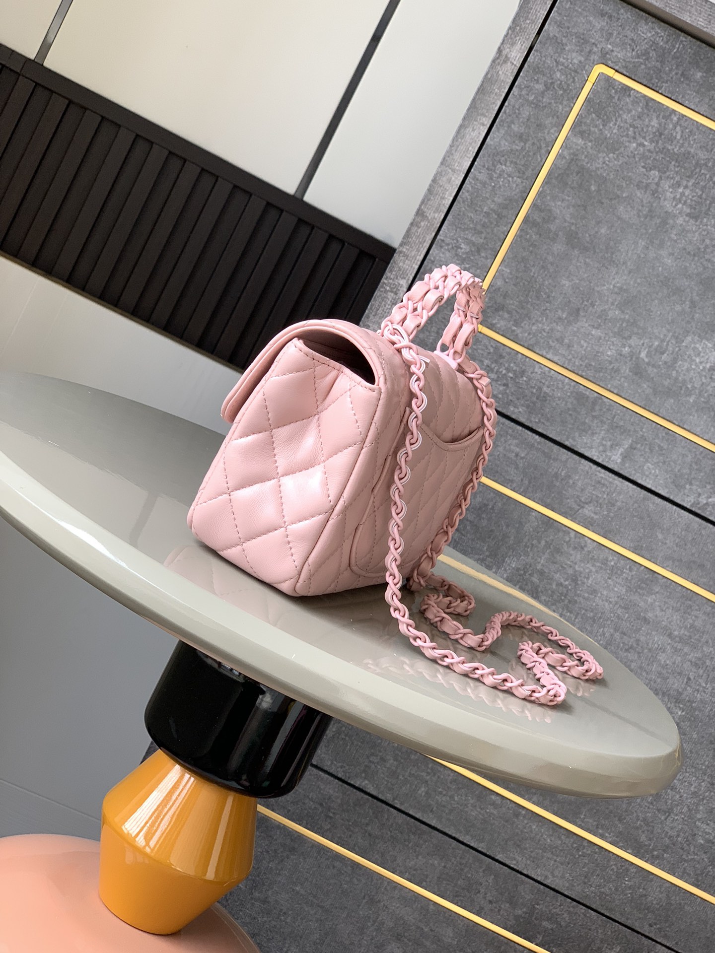 Chanel Mini Flap Bag with Top Handle-Light Pink