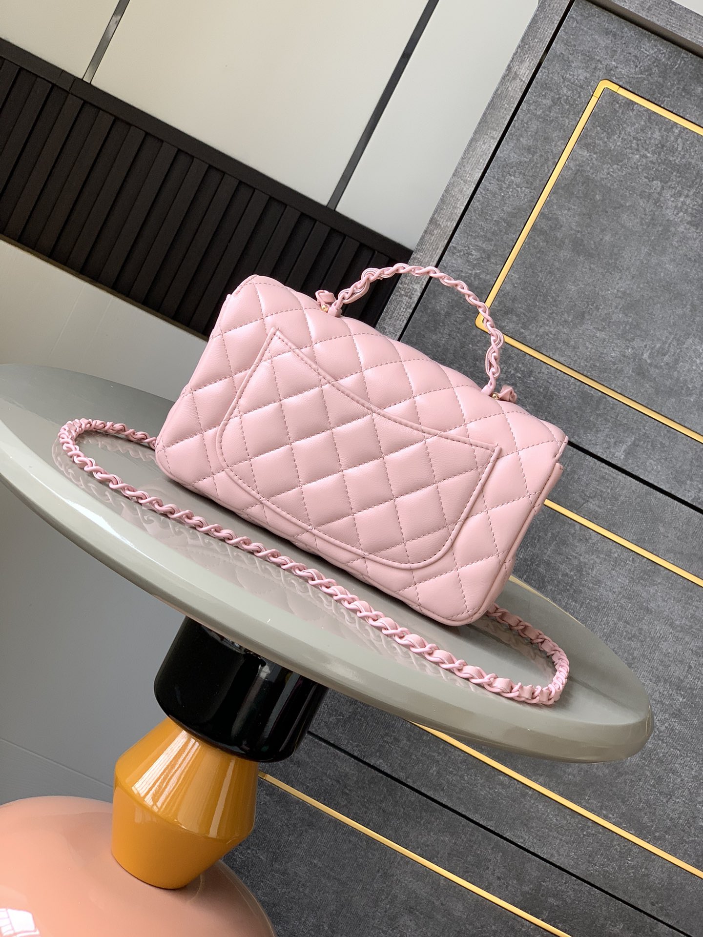 Chanel Mini Flap Bag with Top Handle-Light Pink