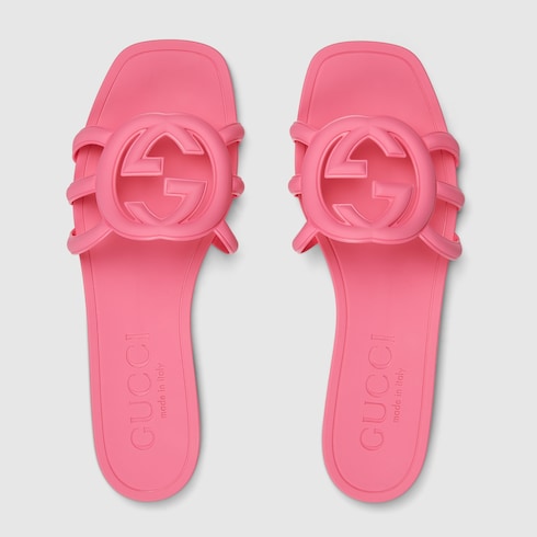 Gucci Women's Interlocking G slide sandal  Variation dark pink rubber