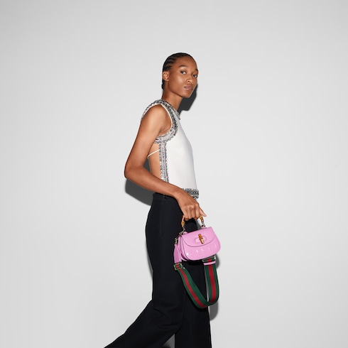 Gucci Bamboo 1947 mini bag Variation pink patent leather
