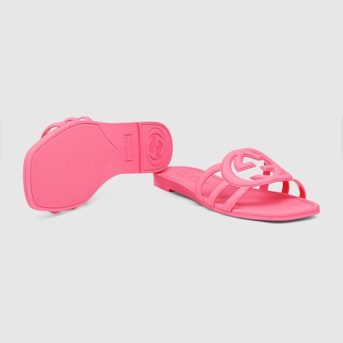 Gucci Women's Interlocking G slide sandal  Variation dark pink rubber