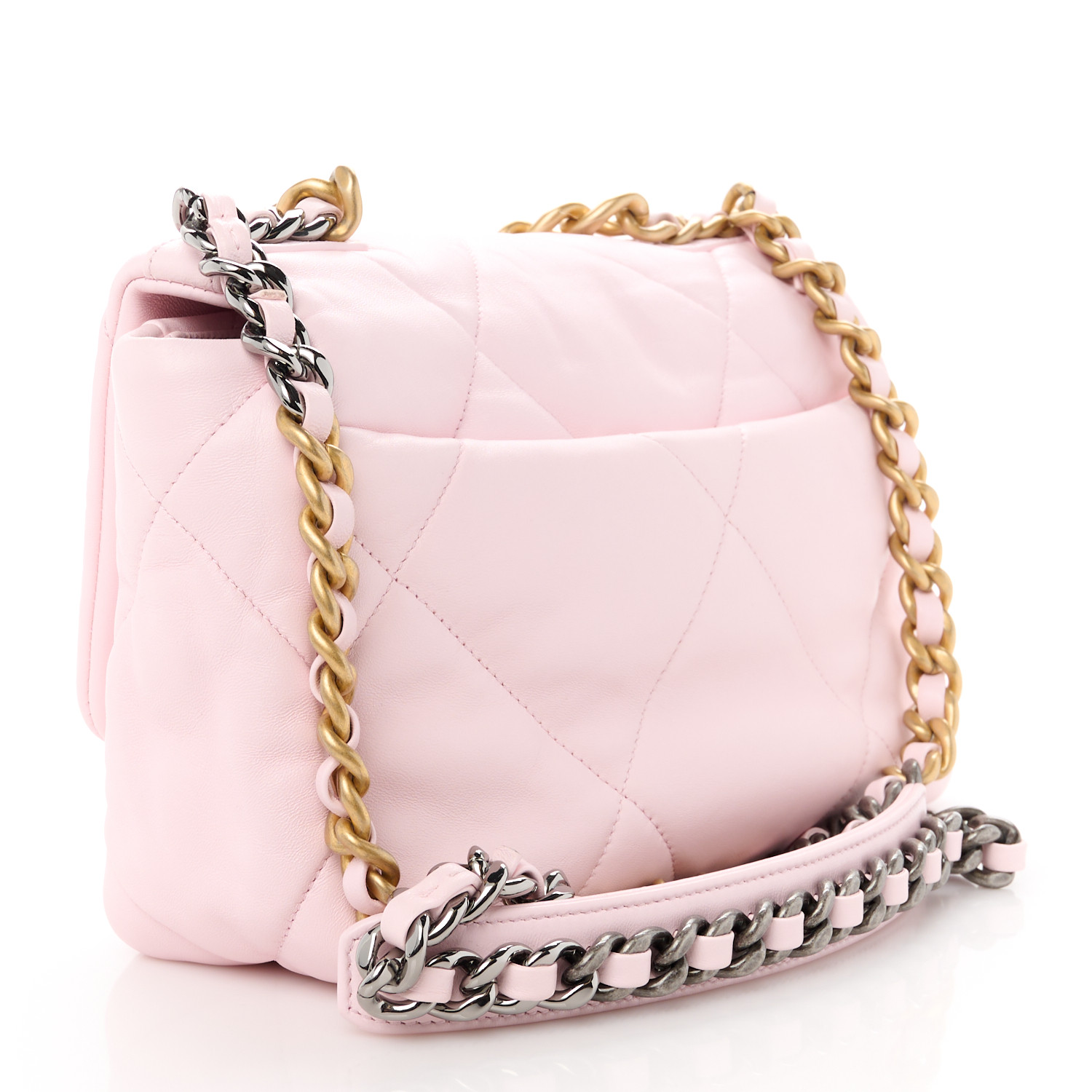 Chanel  Lambskin Quilted Medium Chanel 19 Flap Light Pink