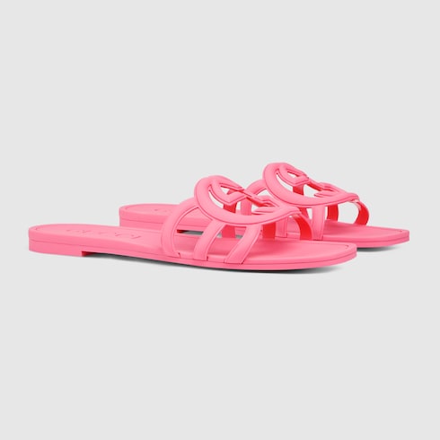 Gucci Women's Interlocking G slide sandal  Variation dark pink rubber