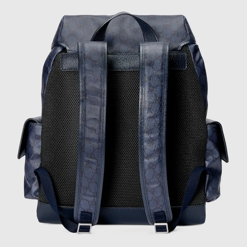 Ophidia Leather and Webbing-Trimmed Monogrammed Coated-Canvas Backpack