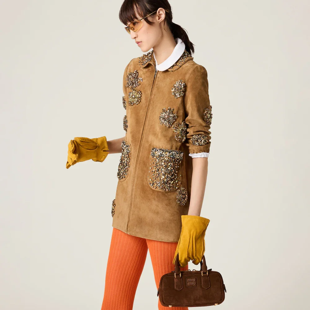 MiuMiu Arcadie padded suede top-handle bag
