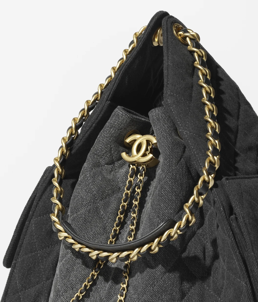CHANEL 25 Medium Handbag Washed Denim Black