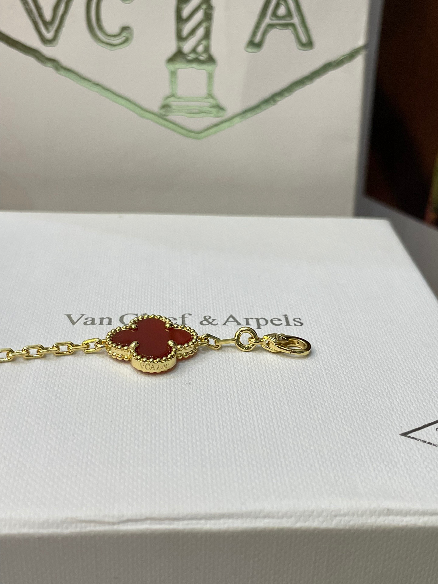 Van Cleef & Arpels Five-Flower Natural Red Carnelian Bracelet Set
