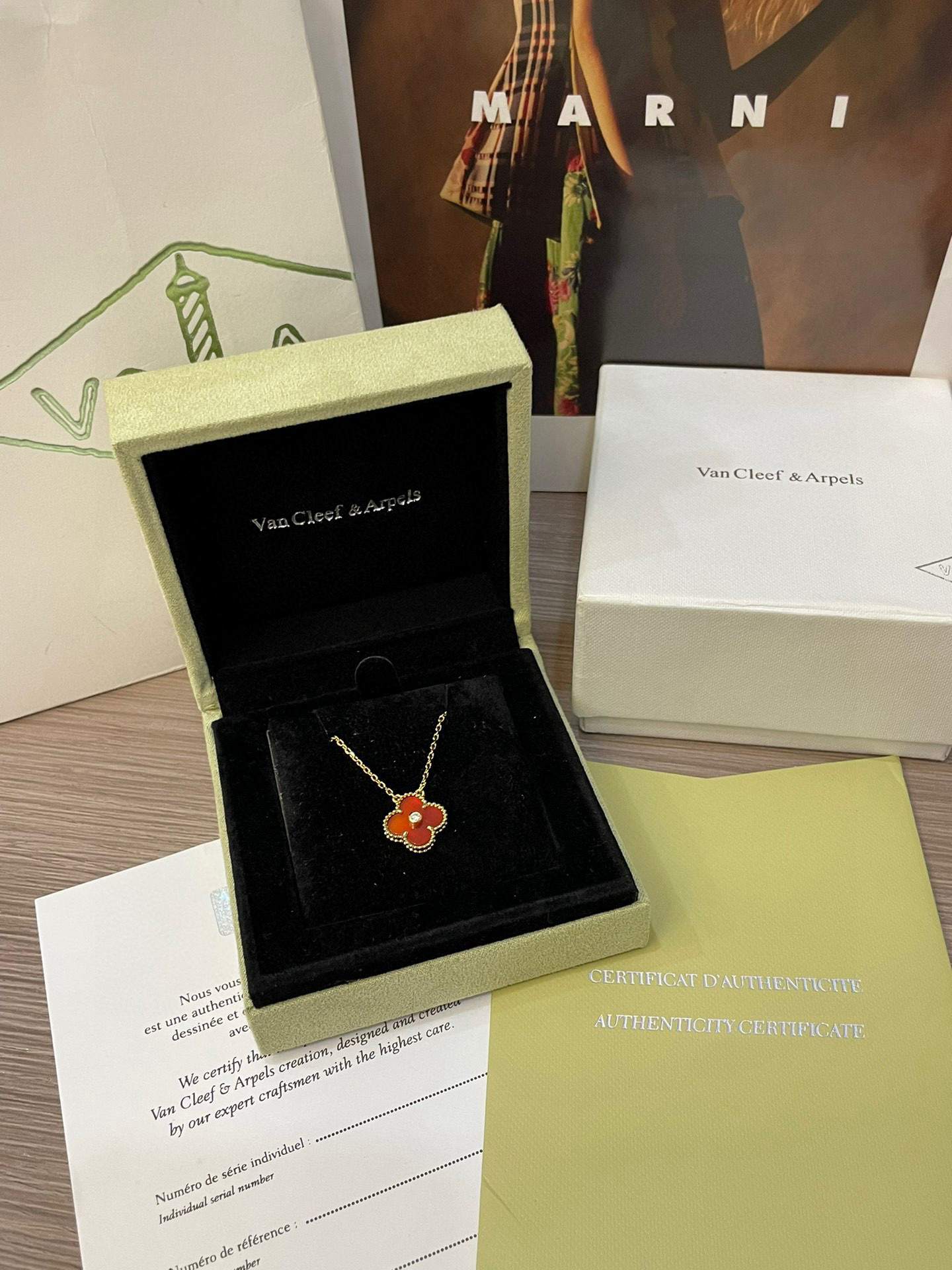 Van Cleef & Arpels Five-Flower Natural Red Carnelian Bracelet Set