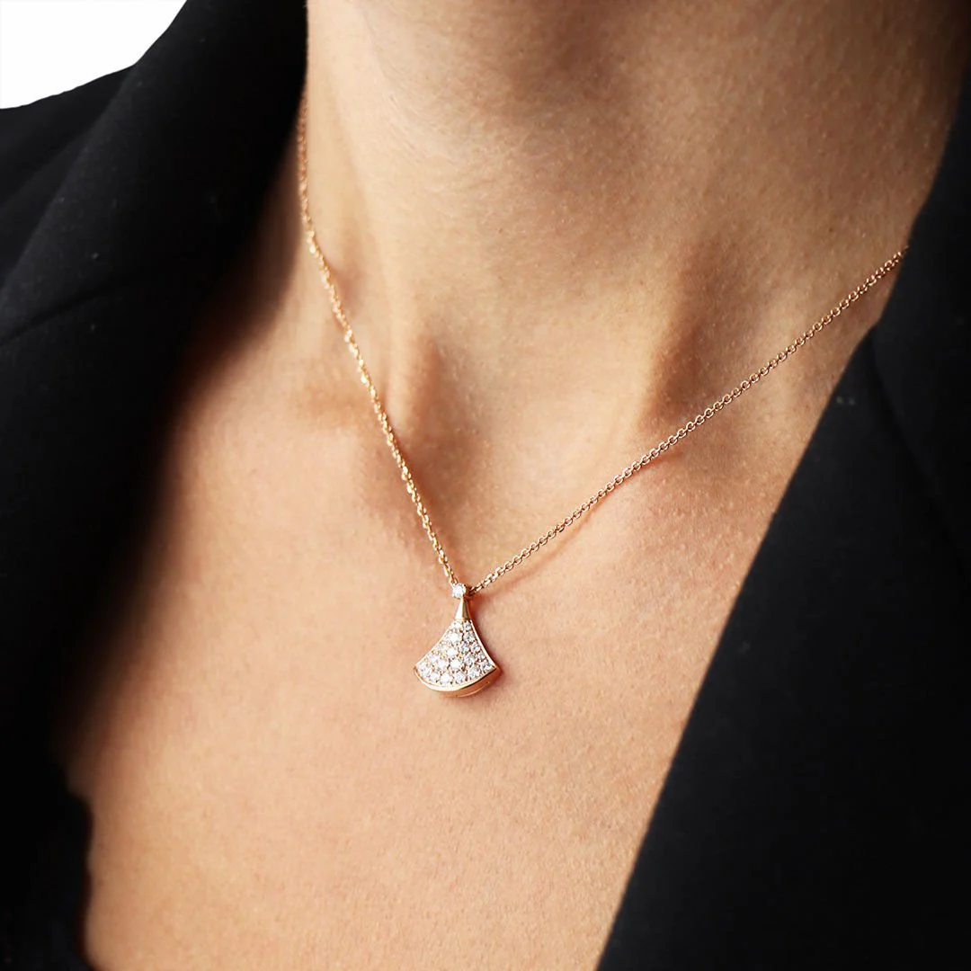 Bvlgari Divas' Dream Pave Diamonds 18k Rose Gold Stud Earrings and Divas’Dream 18ct rose-gold and 0.47ct brilliant-cut diamond necklace