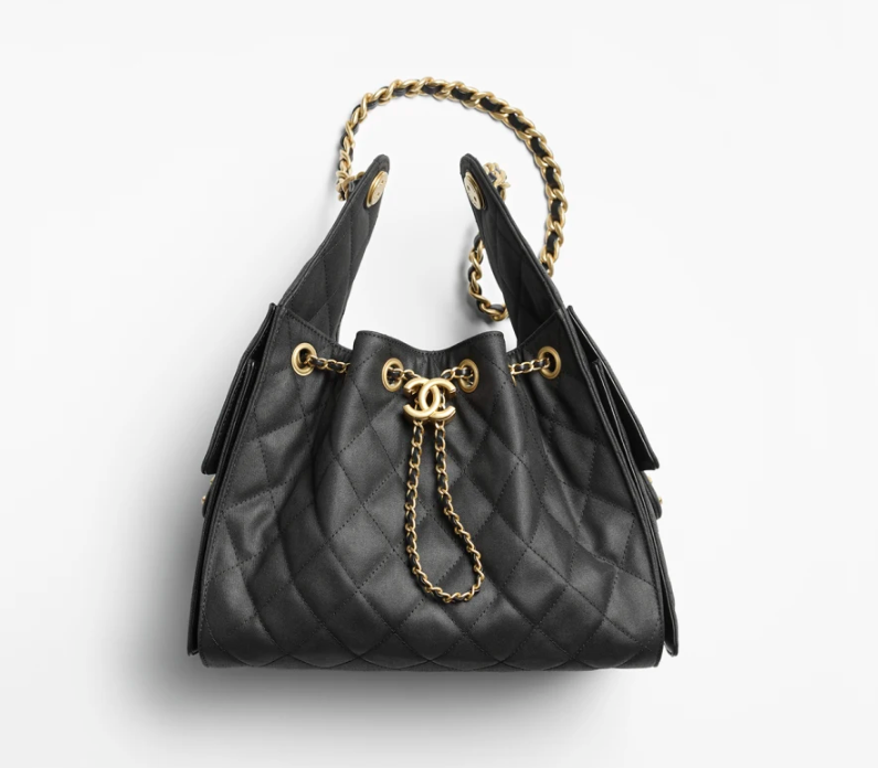 CHANEL 25 Small Handbag Canvas & Gold-Tone Metal  Black
