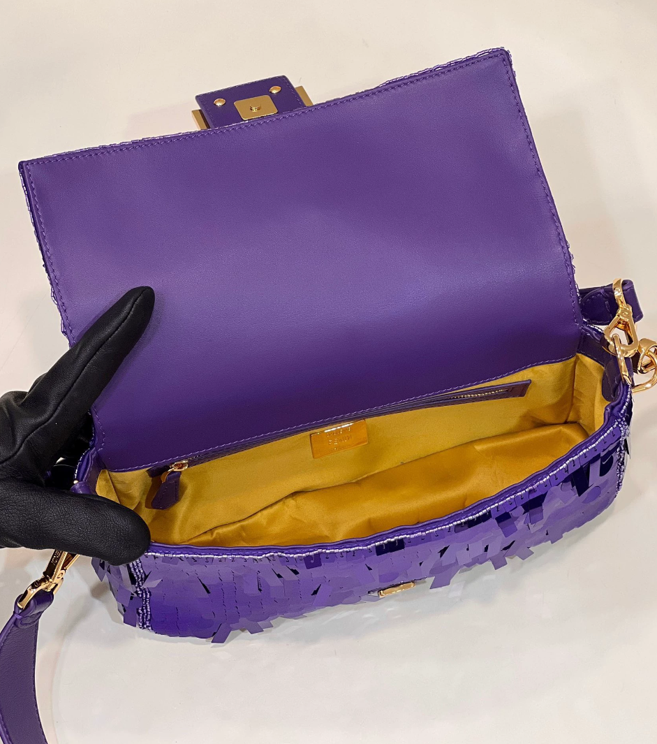 FENDI Baguette Purple sequined bag