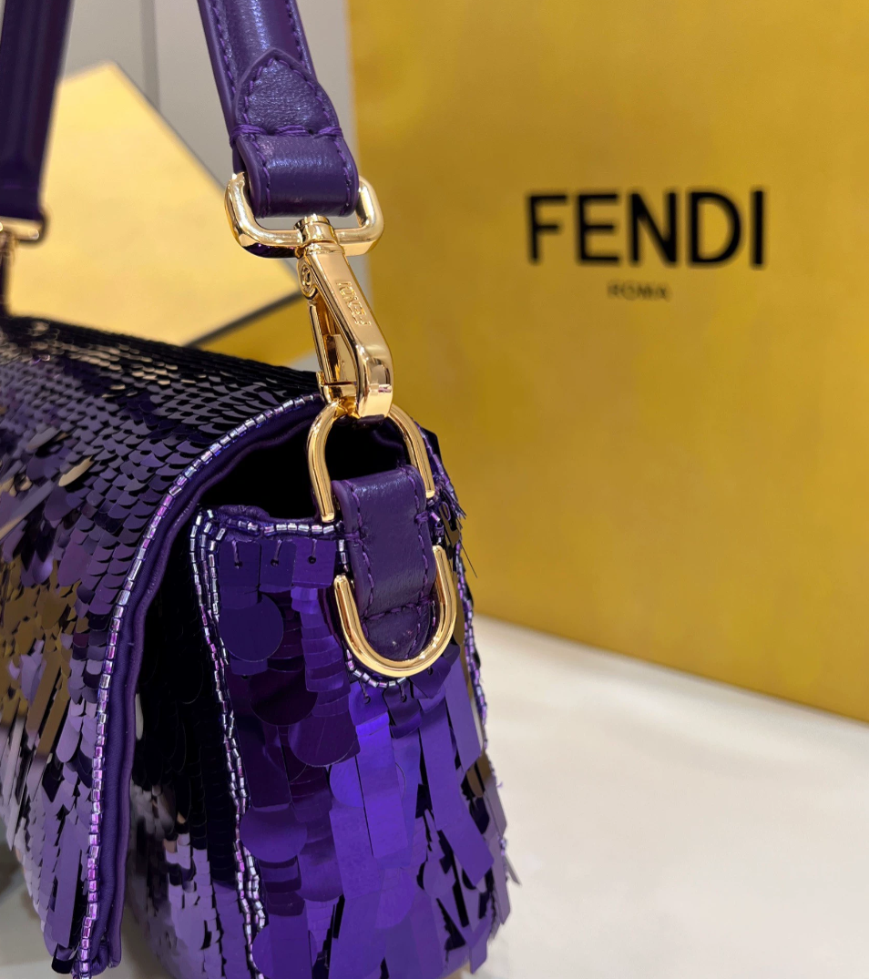 FENDI Baguette Purple sequined bag