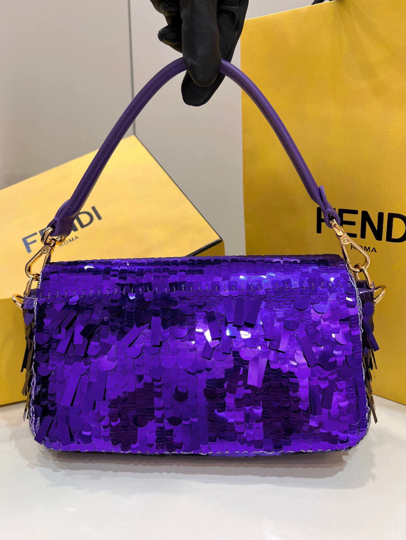 FENDI Baguette Purple sequined bag