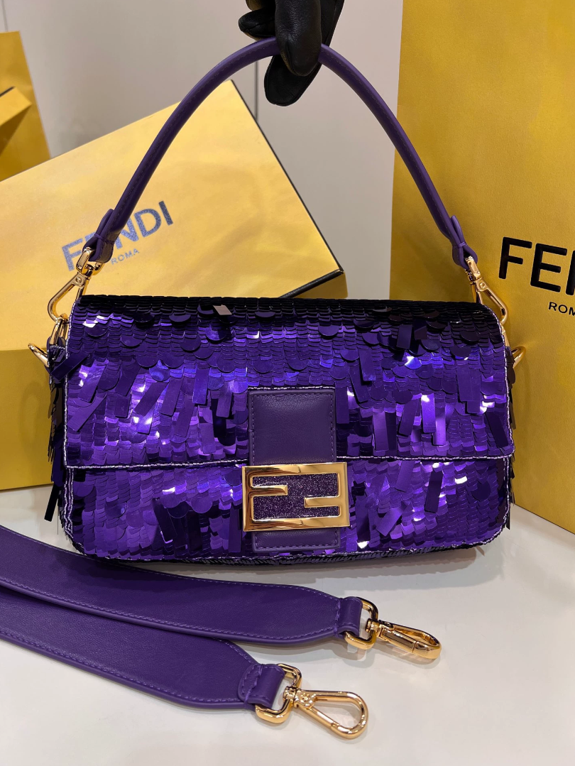 FENDI Baguette Purple sequined bag