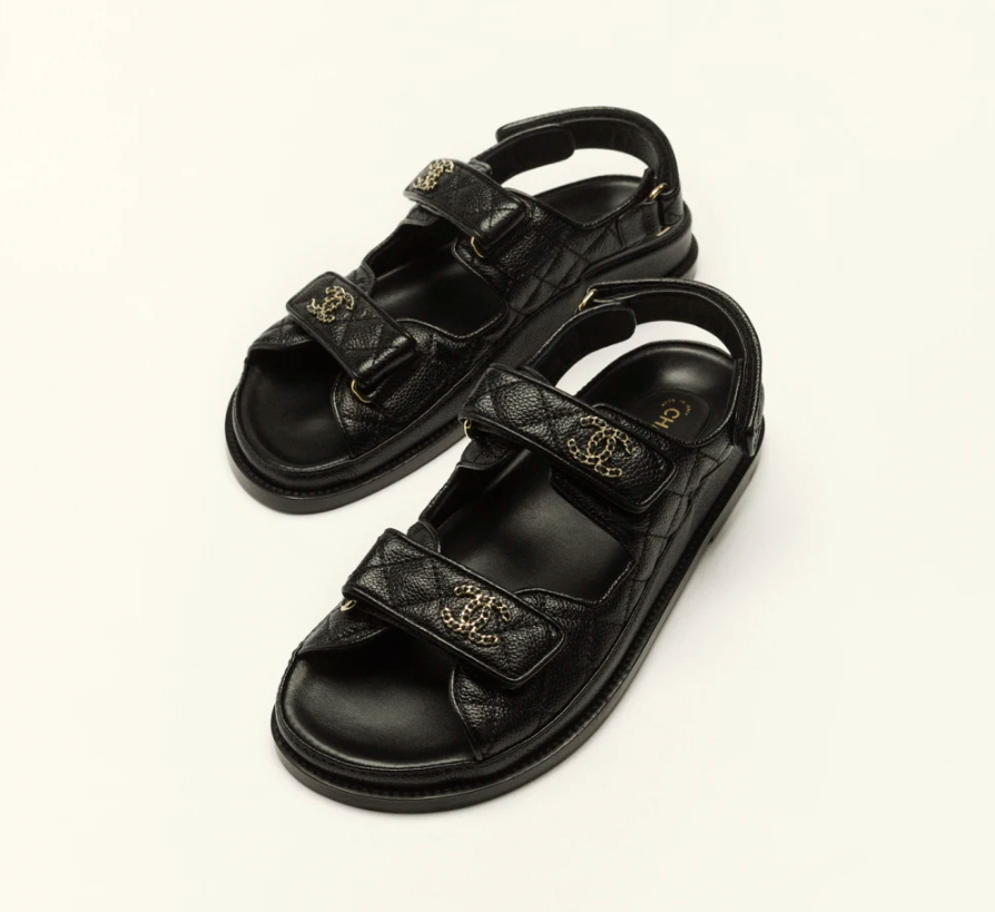 Chanel Sandals   Grained Calfskin  Black