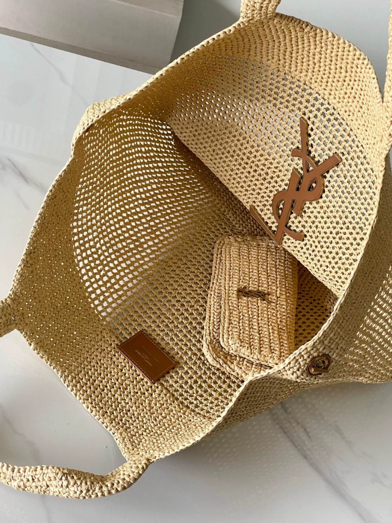 Saint Laurent Raffia Icare Tote Bag