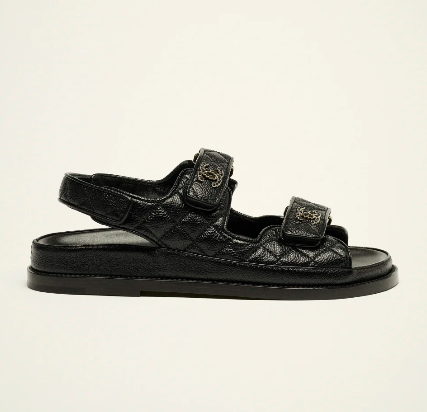 Chanel Sandals   Grained Calfskin  Black
