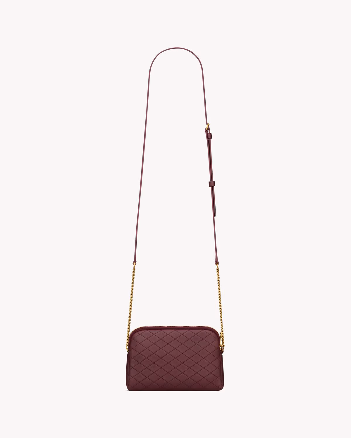 YSL Gaby zipped pouch in quilted lambskin-ROUGE CABERNET