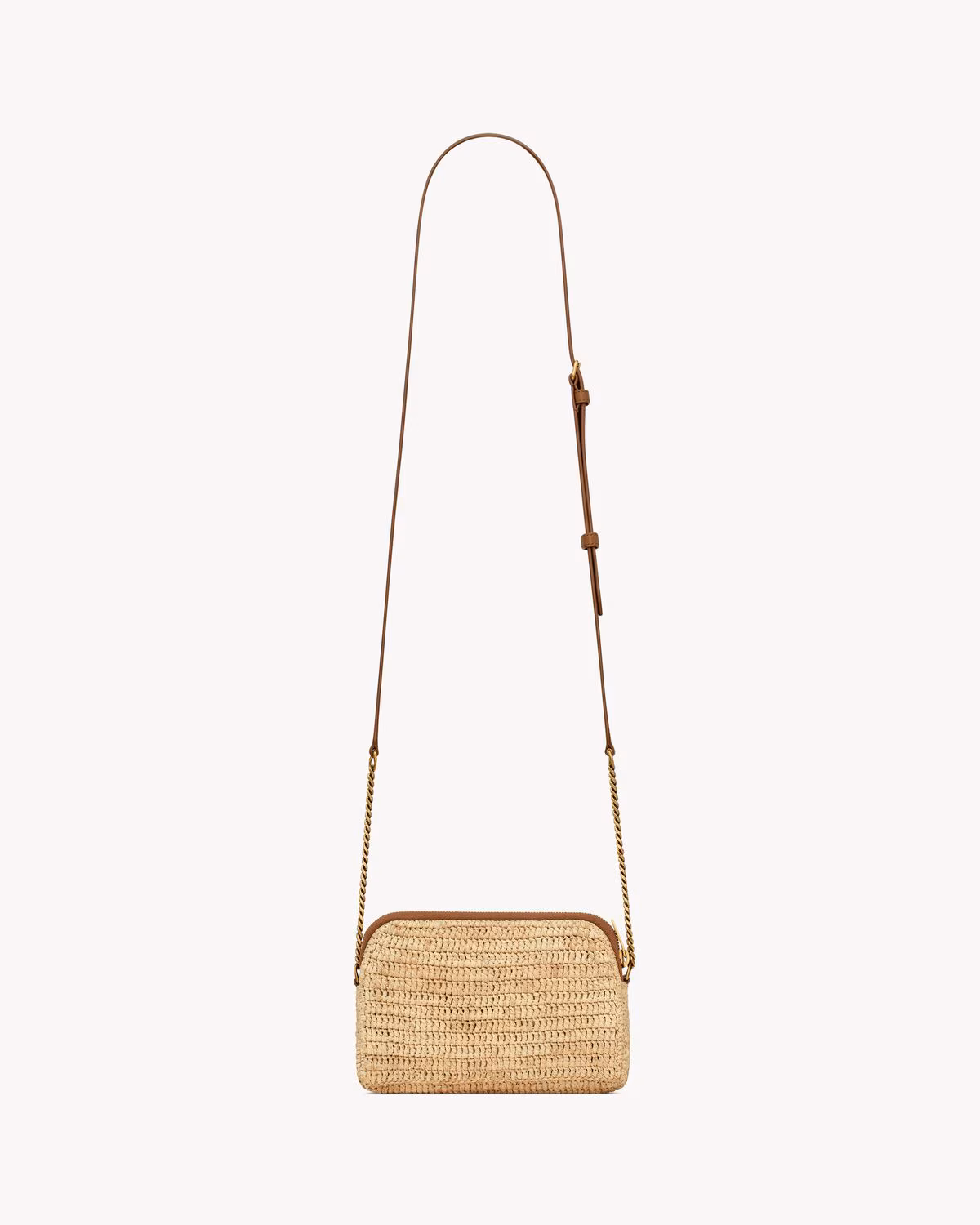 YSL GABY zipped pouch in raffia