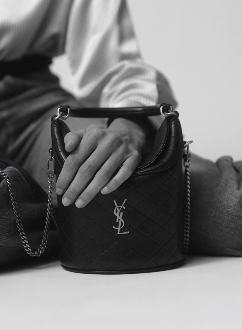 YSL GABY bucket bag in lambskin-Black
