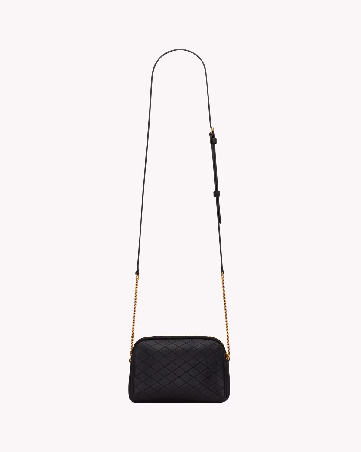 YSL GABY ZIPPERED POUCH IN LAMBSKIN-Black