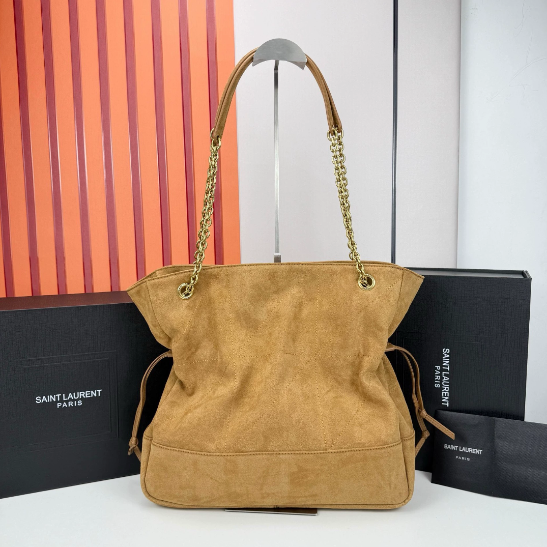 YSL JAMIE shopping in suede-GOLDEN LEAF