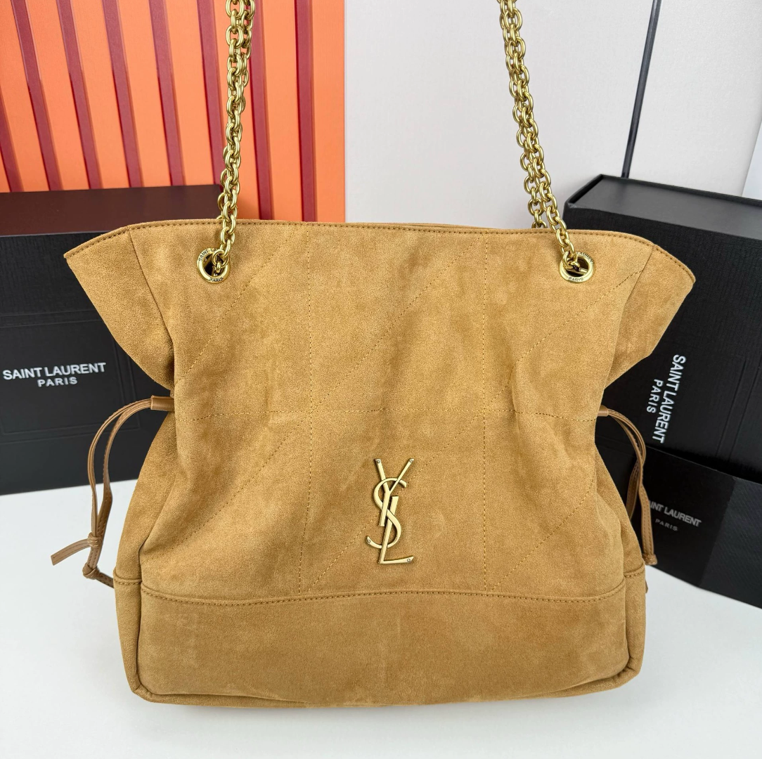 YSL JAMIE shopping in suede-GOLDEN LEAF