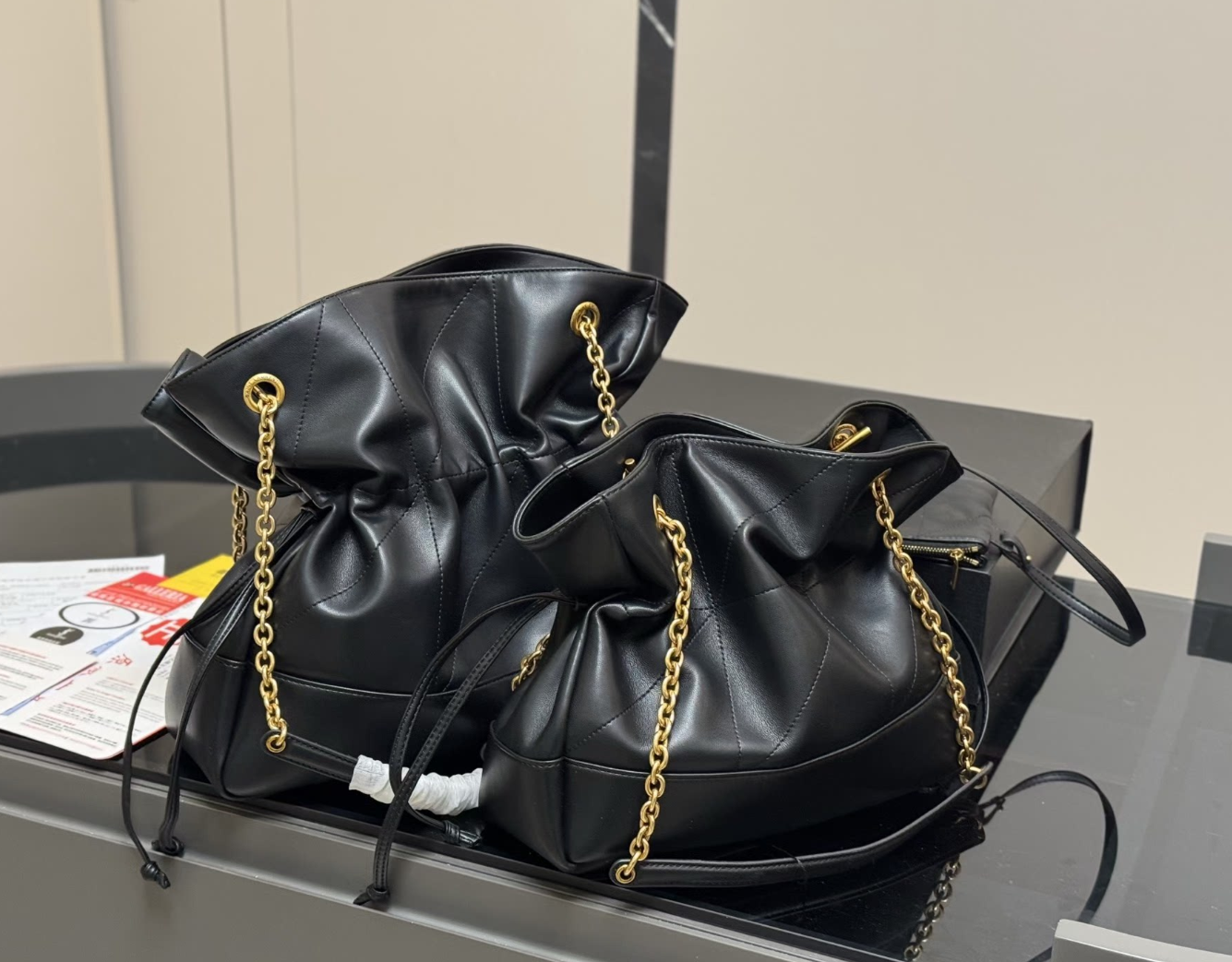 YSL JAMIE SHOPPING in lambskin-BLACK