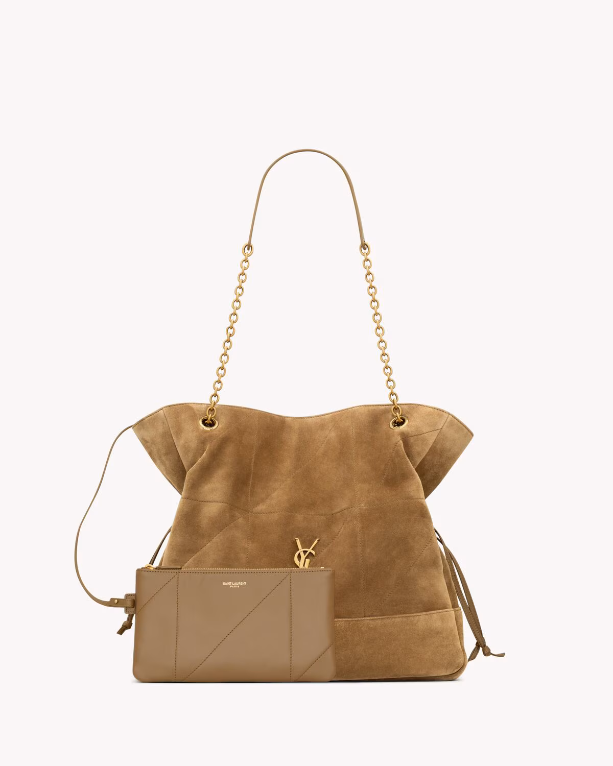 YSL JAMIE shopping in suede-GOLDEN LEAF