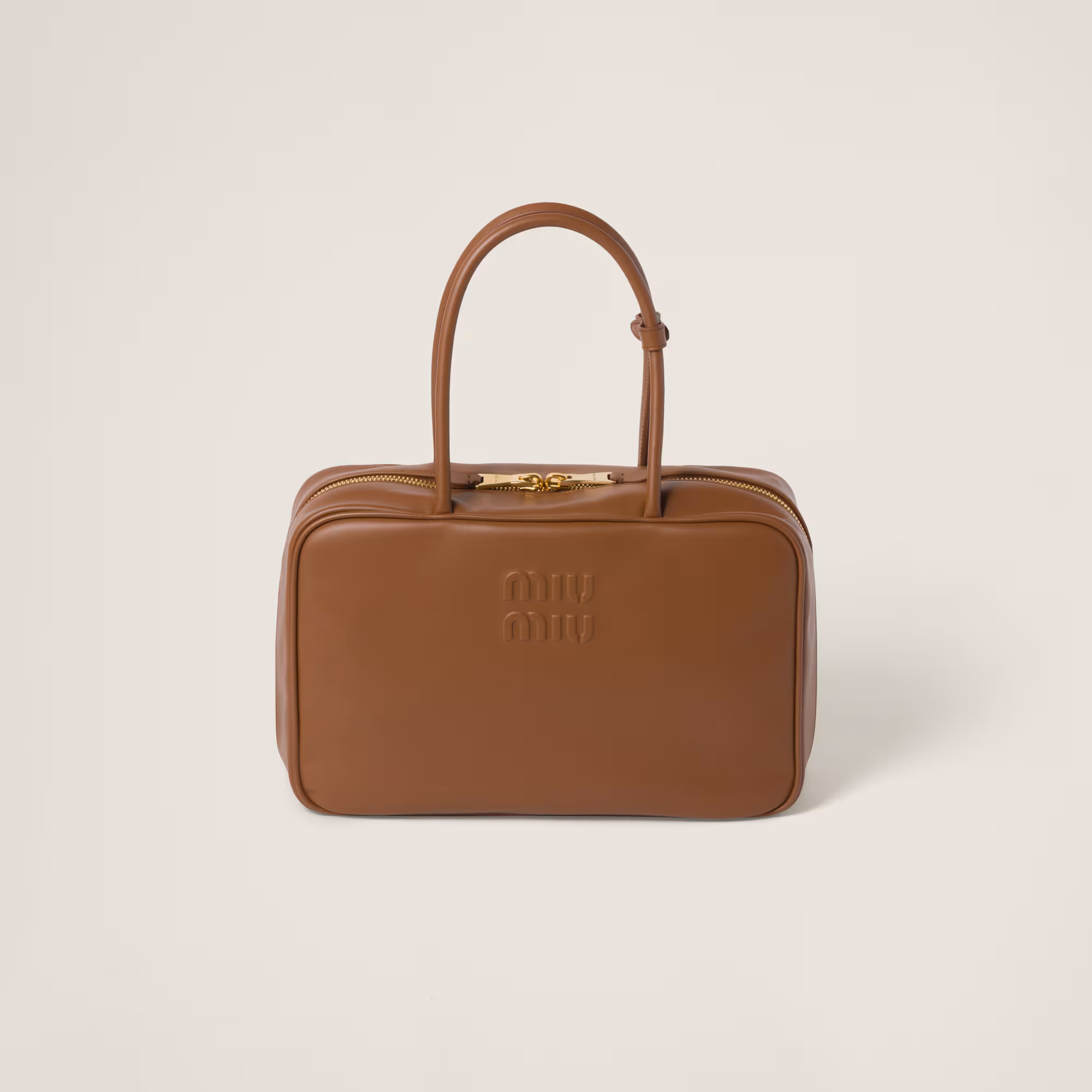 MIUMIU Leather Beau bag Large-Cognac