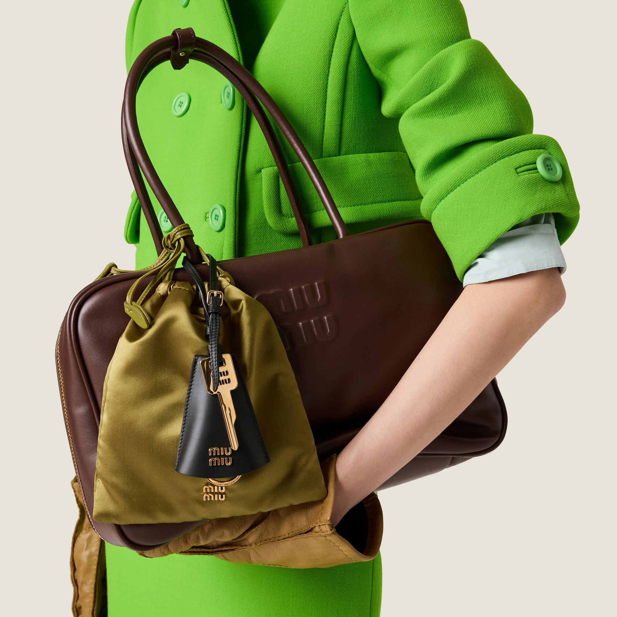 MIUMIU Leather Beau bag Large-Briarwood