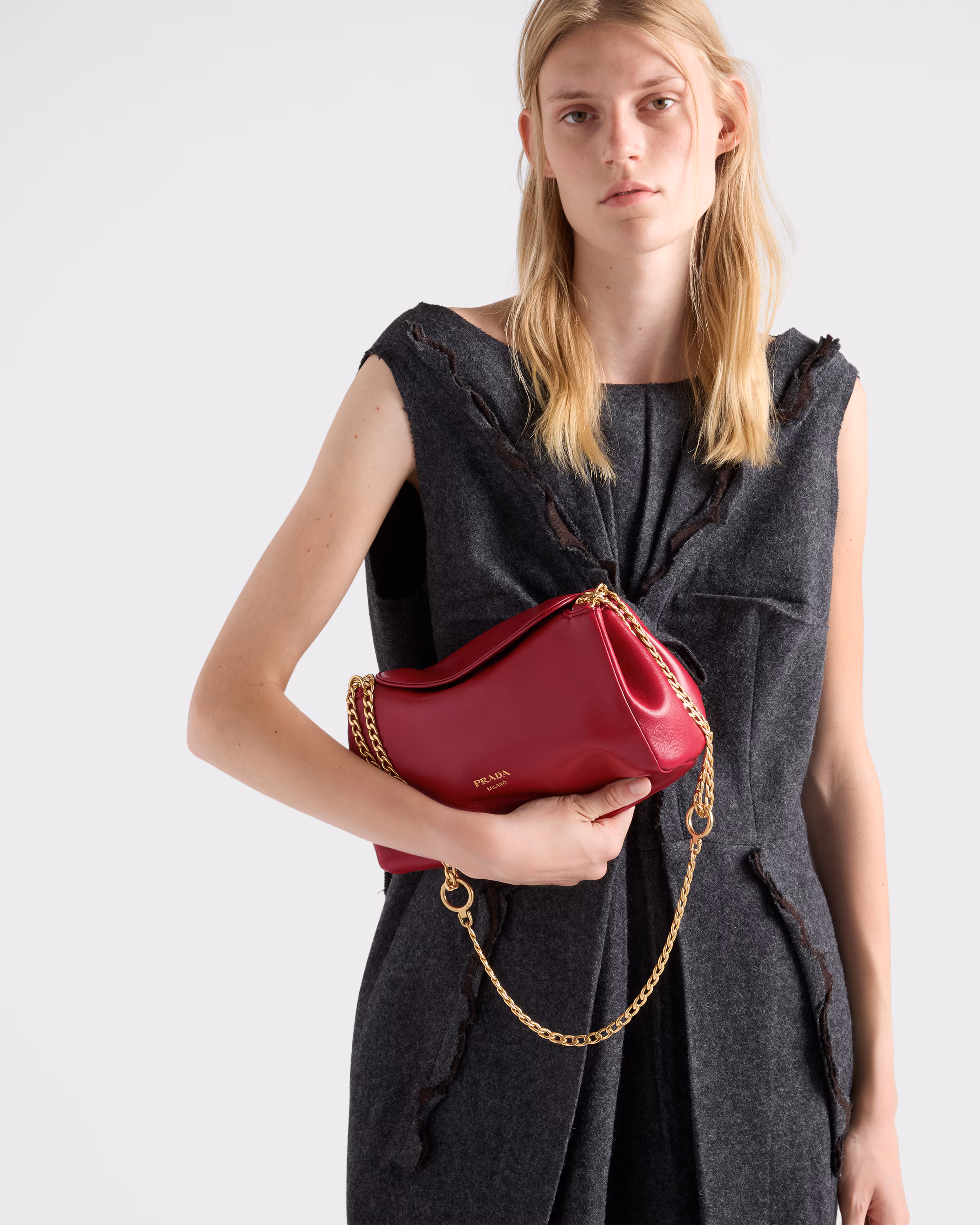 Prada Tumulte small nappa leather bag-Cherry
