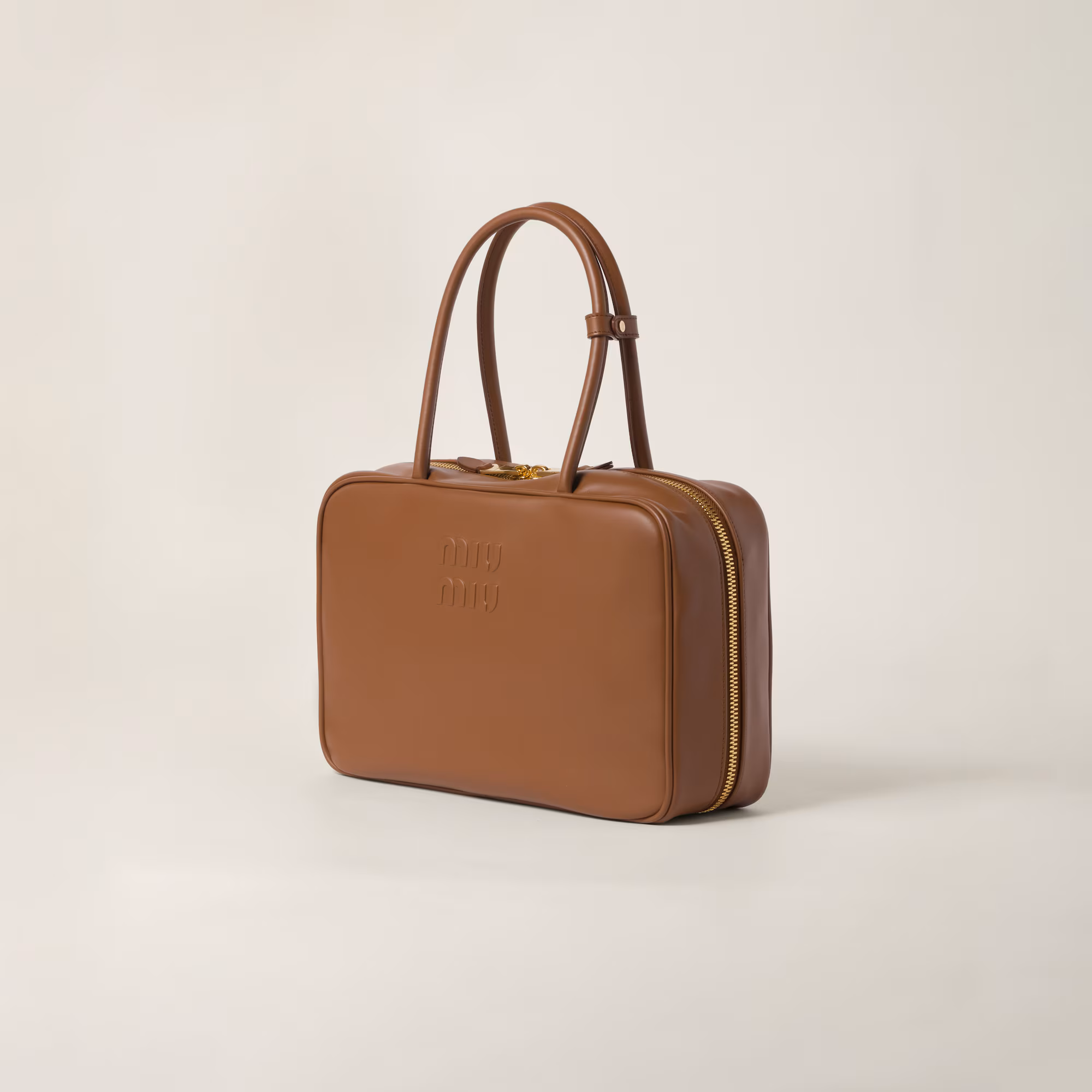 MIUMIU Leather Beau bag Large-Cognac