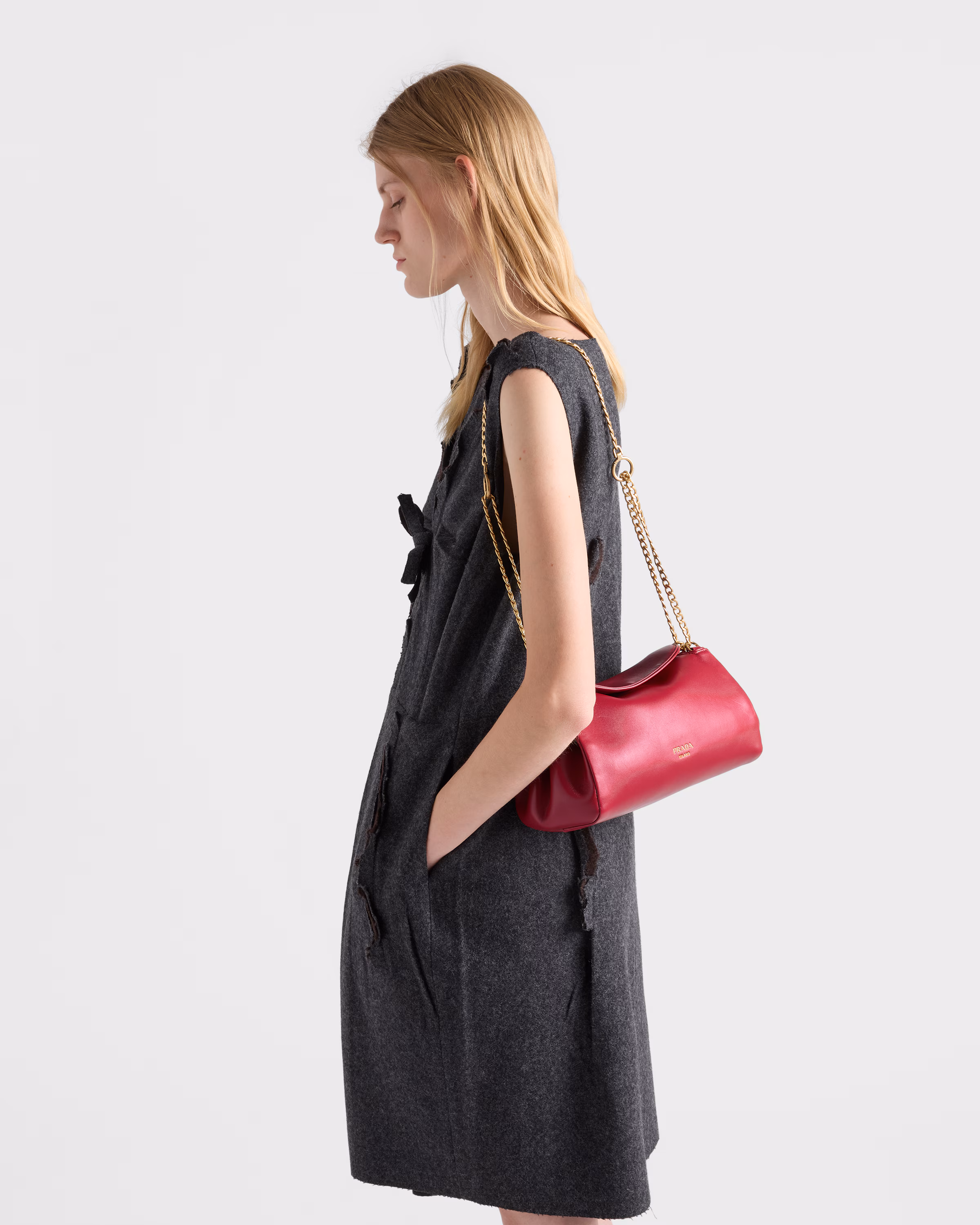 Prada Tumulte small nappa leather bag-Cherry